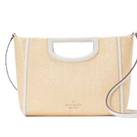 ♠️Kate Spade Alexia Straw Crossbody Clutch Bag, Parchment / Natural - Picture 1 of 7